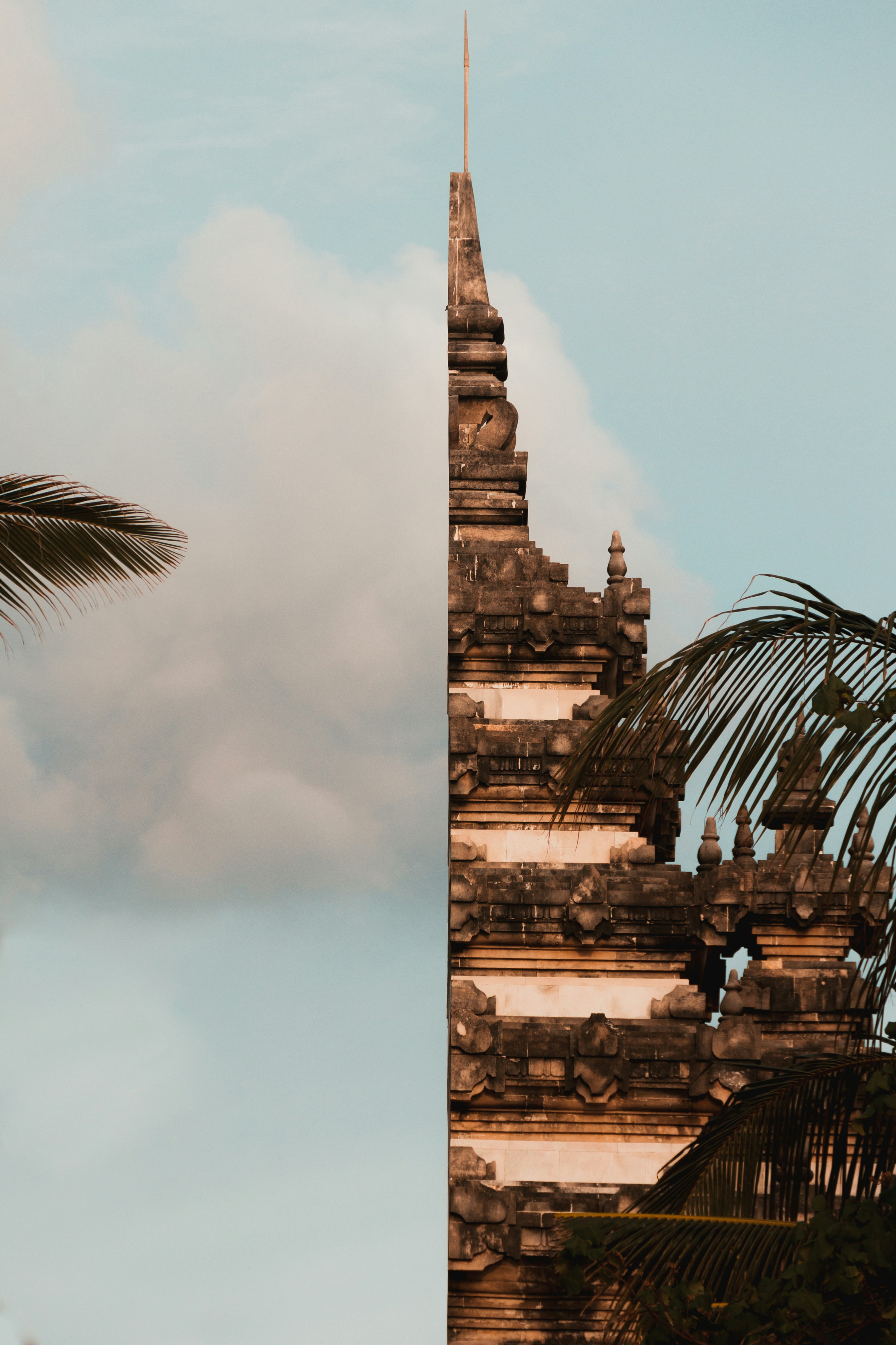 architectural photography of brown and white temple